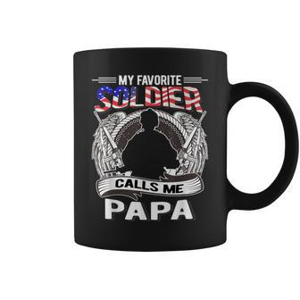 My Favorite Soldier Calls Me Papa - Proud Army Grandpa Gift Coffee Mug - Seseable