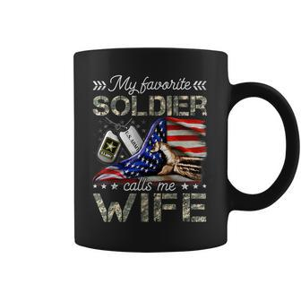 My Favorite Soldier Calls Me Wife Proud Army Wife Coffee Mug - Seseable