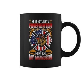 My Grandson Is A Firefighter Proud Grandma Grandpa Gift Coffee Mug | Mazezy