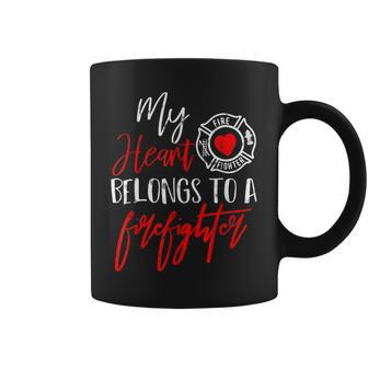 My Heart Belongs To A Firefighter Gift For Wife Girlfriend Coffee Mug - Seseable