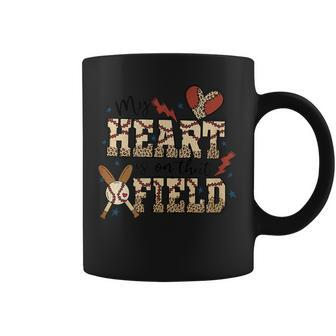 My Heart Is On That Field Baseball Leopard Mom Softball Coffee Mug | Mazezy