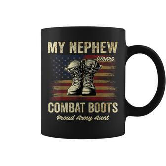 My Nephew Wears Combat Boots Proud Army Aunt Veteran Coffee Mug - Seseable