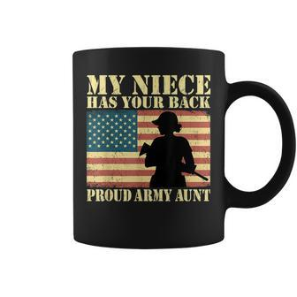 My Niece Has Your Back Proud Army Aunt Military Auntie Gifts Coffee Mug | Mazezy
