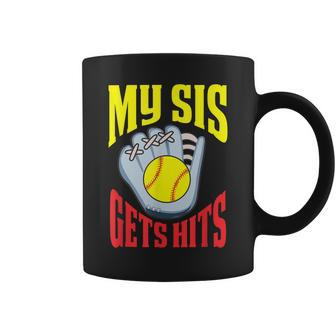 My Sis Gets Hits Brother Of A Softball Sister Coffee Mug | Mazezy