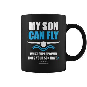My Son Can Fly Superpower | Mom Dad Swim Team Parent Coffee Mug | Mazezy