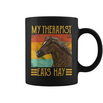 My Therapist Eats Hay Equestrian Horse Riding Gifts Coffee Mug | Mazezy