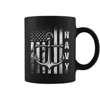 Navy Anchor And Us Flag Coffee Mug - Seseable