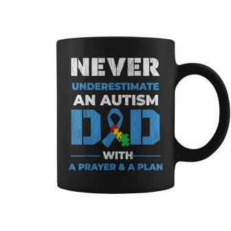 Never Underestimate Prayer Autistic Kid Autism Awareness Dad Coffee Mug - Seseable