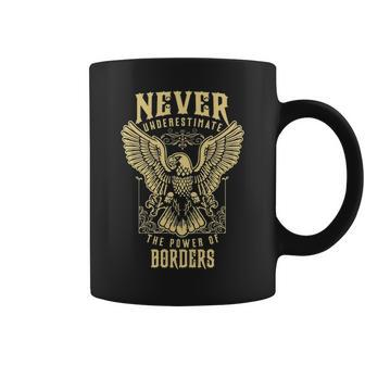 Never Underestimate The Power Of Borders Personalized Last Name Coffee Mug - Seseable