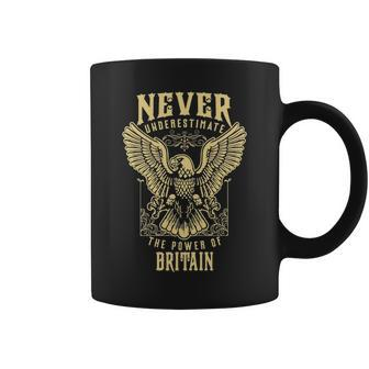 Never Underestimate The Power Of Britain Personalized Last Name Coffee Mug - Seseable