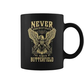 Never Underestimate The Power Of Butterfield Personalized Last Name Coffee Mug - Seseable