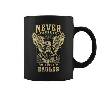 Never Underestimate The Power Of Eagles Personalized Last Name Coffee Mug - Seseable