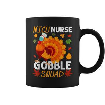 Nicu Nurse Gobble Squad Turkey Face Mask Thanksgiving Funny Coffee Mug | Mazezy