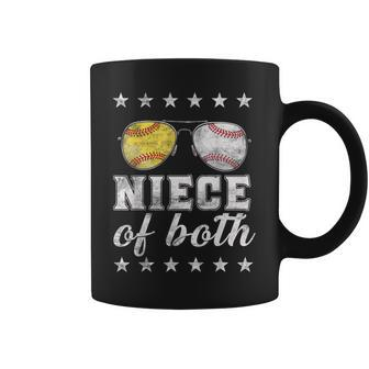 Niece Of Both Messy Bun Baseball Softball Mom Mothers Coffee Mug - Thegiftio UK