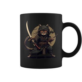 Ninja Cat Japanese Samurai Cat Cool Anime Kawaii Catzilla Coffee Mug - Seseable