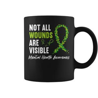 Not All Wounds Are Visible Mental Health Awareness Ribbon Coffee Mug | Mazezy