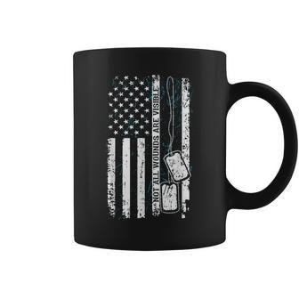 Not All Wounds Visible Military Tag Usa Flag Ptsd Gift Coffee Mug | Mazezy