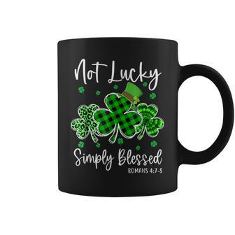 Not Lucky Simply Blessed Shamrock Christian St Patricks Day Coffee Mug | Mazezy