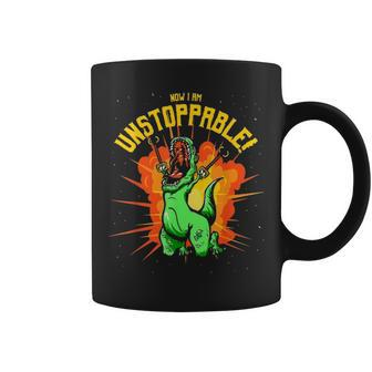 Now I Am Unstoppable T Rex Funny Dinosaur Claws Coffee Mug - Seseable
