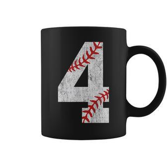 Number 4 Vintage 4Th Birthday Baseball Lover 4 Years Old Coffee Mug - Seseable