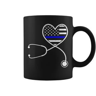 Nurse Life Police Wife The Thin Blue Line Family Coffee Mug - Seseable