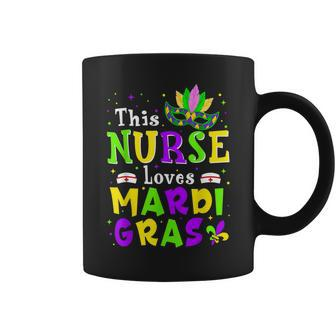 Nurse Mardi Gras Scrub Top Rn Icu Pacu Nicu Er Cna Women V5 Coffee Mug - Seseable