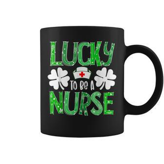 Nurse St Patricks Day Lucky To Be A Nurse Shamrocks Plaid Coffee Mug - Thegiftio UK