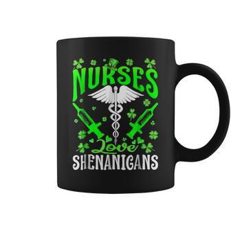Nurses Love Shenanigans Funny St Patricks Day Nursing Coffee Mug - Seseable