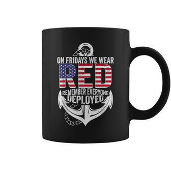 On Fridays We Wear Red Friday Navy Gift Distressed Coffee Mug - Thegiftio UK