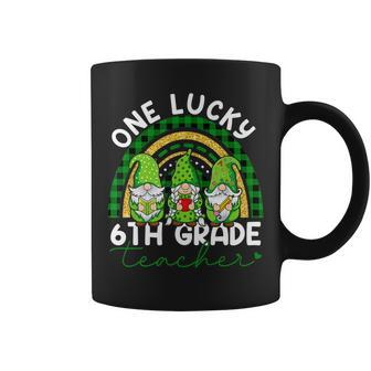One Lucky 6Th Grade Teacher Gnomes St Patricks Rainbow Coffee Mug - Seseable