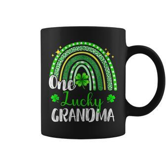One Lucky Grandma Leopard Print Rainbow St Patricks Day Coffee Mug - Seseable