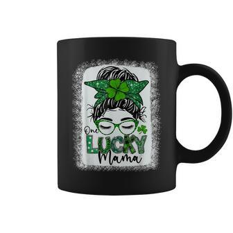 One Lucky Mama St Patricks Day Messy Bun Leopard Bandana Coffee Mug | Mazezy DE