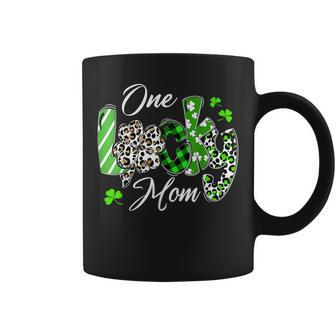 One Lucky Mom Leopard Shamrock Plaid Patrick Day Coffee Mug - Thegiftio UK