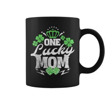 One Lucky Mom St Patricks Day Gift Vintage 70S Dice V2 Coffee Mug - Seseable