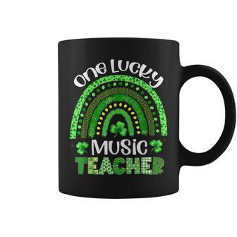 One Lucky Music Teacher Rainbow Shamrock St Patricks Day Coffee Mug - Thegiftio
