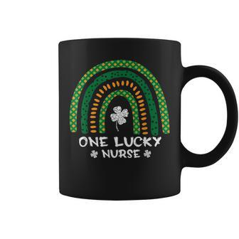 One Lucky Nurse Rainbow Shamrock Scrub St Patricks Day Coffee Mug - Seseable