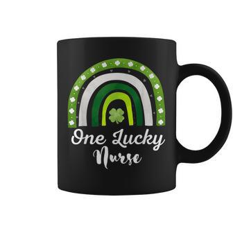 One Lucky Nurse St Patricks Day Rainbow Shamrock Women Coffee Mug - Seseable