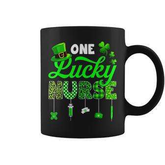 One Lucky Nurse St Patricks Day Shamrock Leopard Plaid Coffee Mug - Seseable