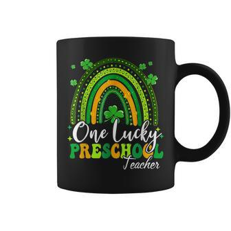 One Lucky Preschool Teacher Rainbow Shamrock Patricks Day Coffee Mug - Seseable