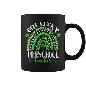 One Lucky Preschool Teacher St Patricks Day Funny Rainbow V2 Coffee Mug - Seseable