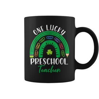 One Lucky Preschool Teacher St Patricks Day Teacher Rainbow Coffee Mug - Seseable
