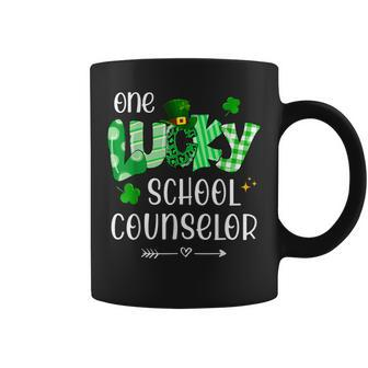 One Lucky School Counselor Shamrock Teacher St Patricks Day Coffee Mug - Seseable