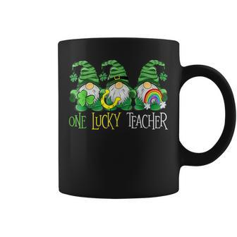 One Lucky Teacher Gnomes Rainbow Shamrock Family Outfit Coffee Mug - Seseable
