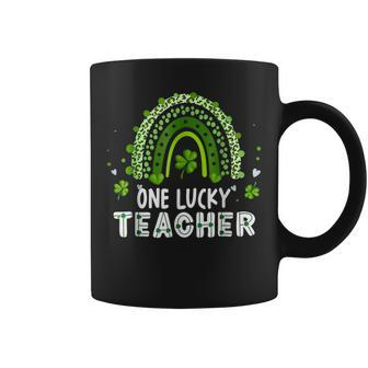 One Lucky Teacher Leopard Rainbow Lucky St Patricks Day Coffee Mug - Seseable