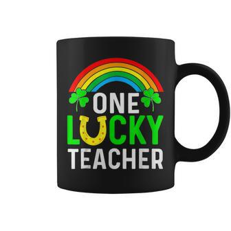 One Lucky Teacher Saint Patricks Day Shamrock Leopard Coffee Mug - Seseable