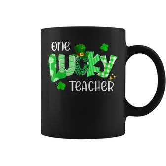 One Lucky Teacher Shamrock Clover Leopard St Patricks Day Coffee Mug - Seseable