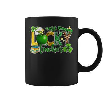 One Lucky Teacher Shamrock Clover Leopard St Patricks Day Coffee Mug - Seseable
