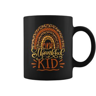 One Thankful Kid Boho Rainbow Fall Leopard Kids Thanksgiving Coffee Mug - Thegiftio UK