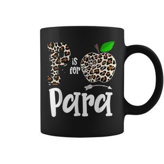 P Is For Paraprofessional Para Leopard Apple Para Squad Coffee Mug | Mazezy