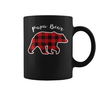 Papa Bear Men Red Plaid Christmas Pajama Family Dad Coffee Mug | Mazezy